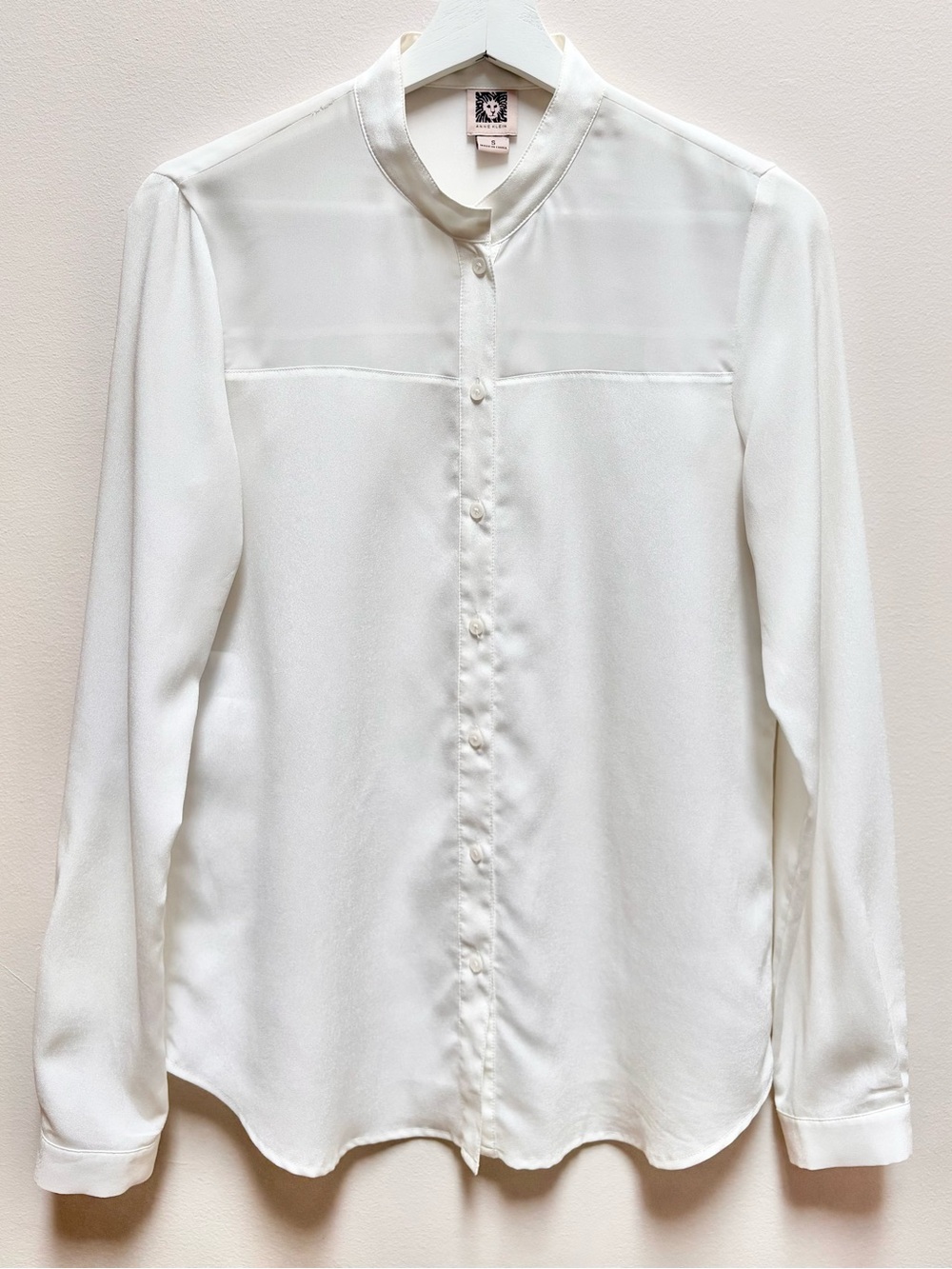 Anne Klein Ivory Silk-Blend Button Front Blouse